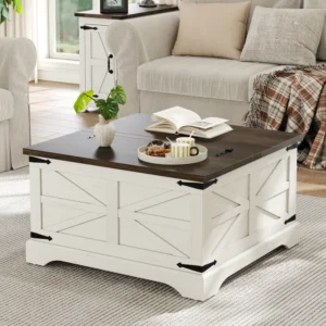 Jareal Coffee Table,Farmhouse Lift Top Coffee Table,Square Coffee Table with Storage for Living Room